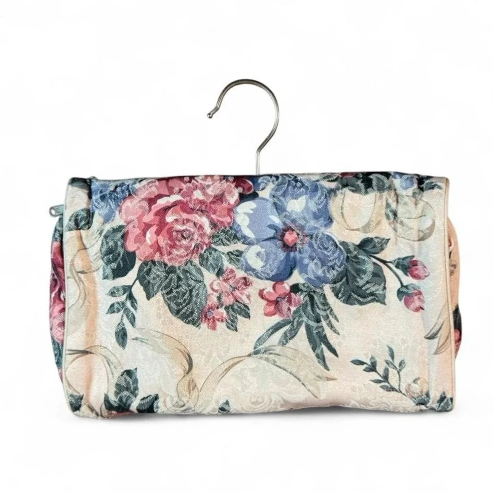 Vintage Floral Tapestry print hanging makeup‎ toiletries bag w/ storage pockets